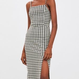 Black and White Plaid Midi Dress (Zara)
